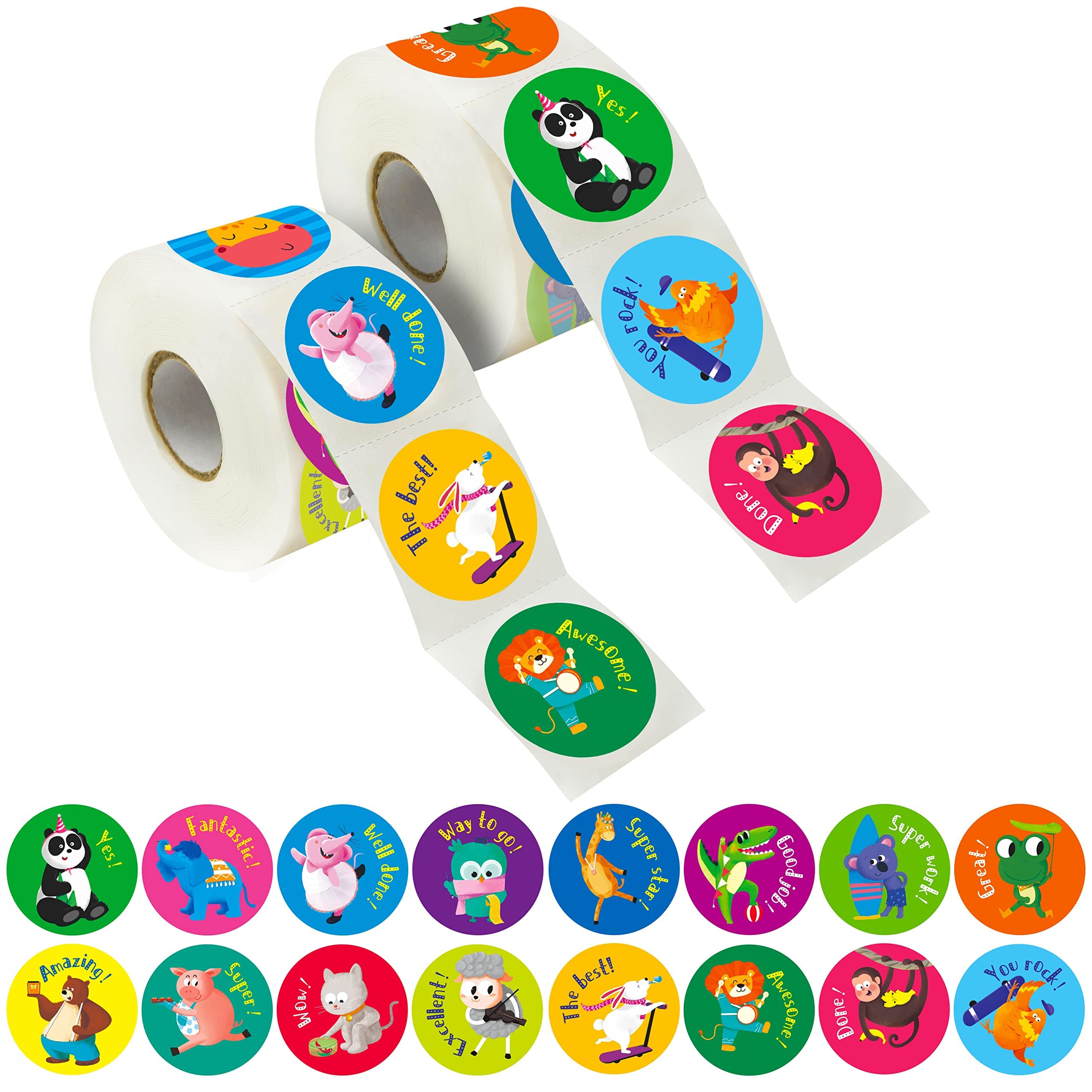 600 Autocollants Motivation Enfants - 16 Motifs Animaux Avec Citations Espagnol - 3.8 Cm - Pour Enseignants, Parents