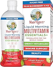 MaryRuth Organics Liquid Morning Multivitamin Essentials+ | Vitamin A C D E B6 B12 Biotin Zinc, Mens Womens Multivitamin, Immune Support, Beauty | Sugar Free | Vitamins for Ages 1+ | Vegan | 32 Fl Oz