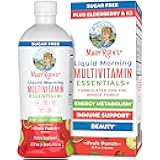MaryRuth Organics Liquid Morning Multivitamin Essentials+ | Vitamin A C D E B6 B12 Biotin Zinc, Mens Womens Multivitamin, Immune Support, Beauty | Sugar Free | Vitamins for Ages 1+ | Vegan | 32 Fl Oz