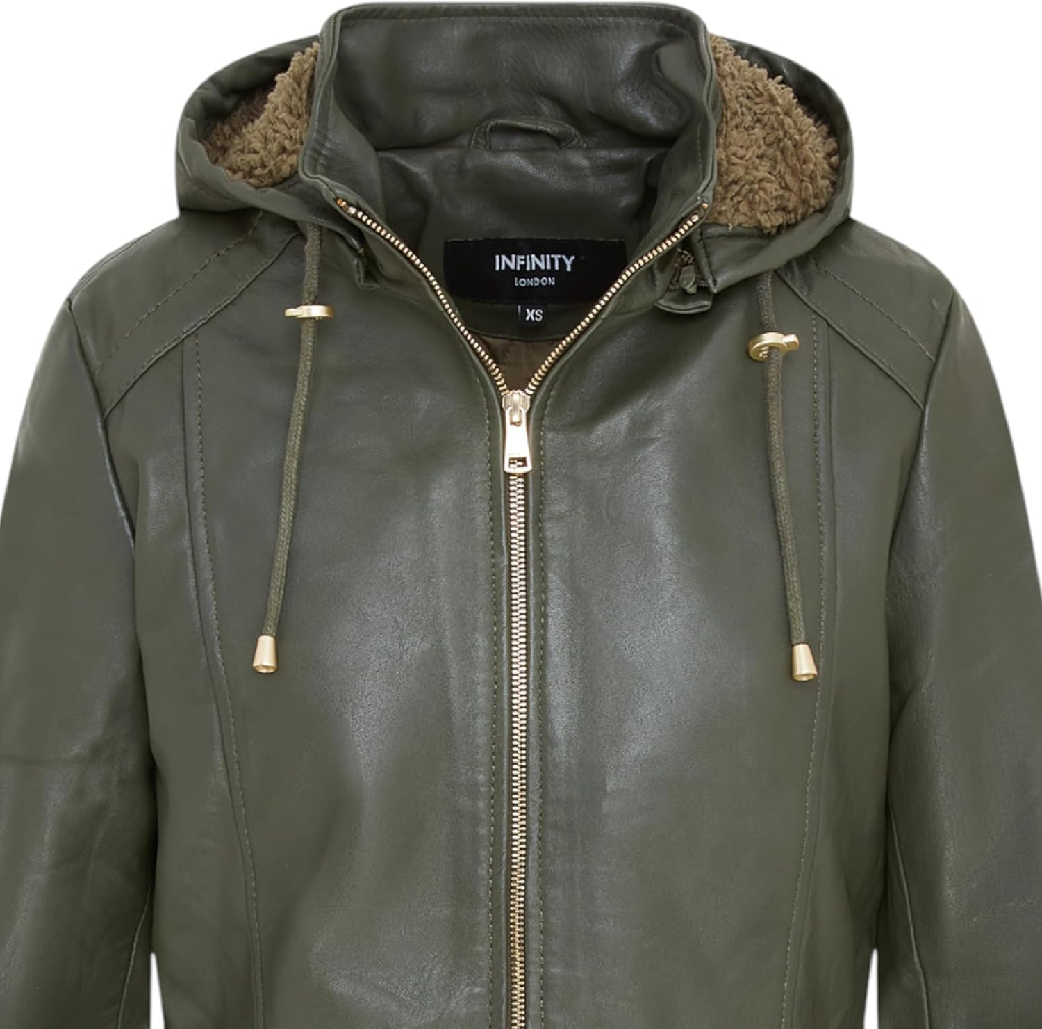 Women’s Lamb Leather Parka Jacket – Detachable Hood, Adjustable Waist | Hooded Leather Trench Coat for Winter