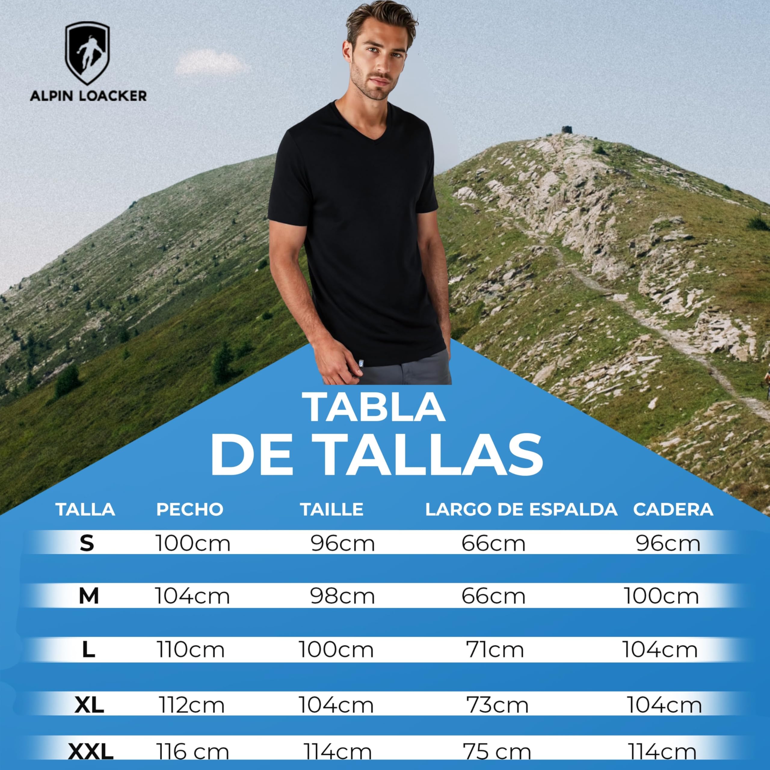 ALPIN LOACKER Camiseta de Cuello en V de Merino para Hombre, Manga Corta, Camiseta antisudor, Camiseta de Merino con Cuello en V, Prenda térmica Transpirable