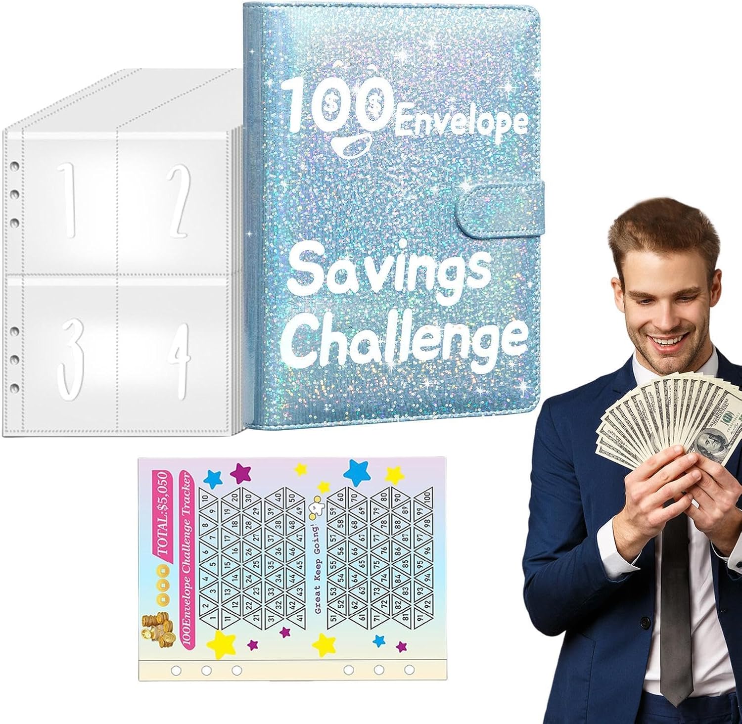 Budget Binder Book Set- 17.6cm X 23.5cm Portable 100 Envelope Challenge Binder| Multifunctional Savings Challenges Book Set| Envelope Challenge Binder Set for Saving Accessories and Persoon - Image 9