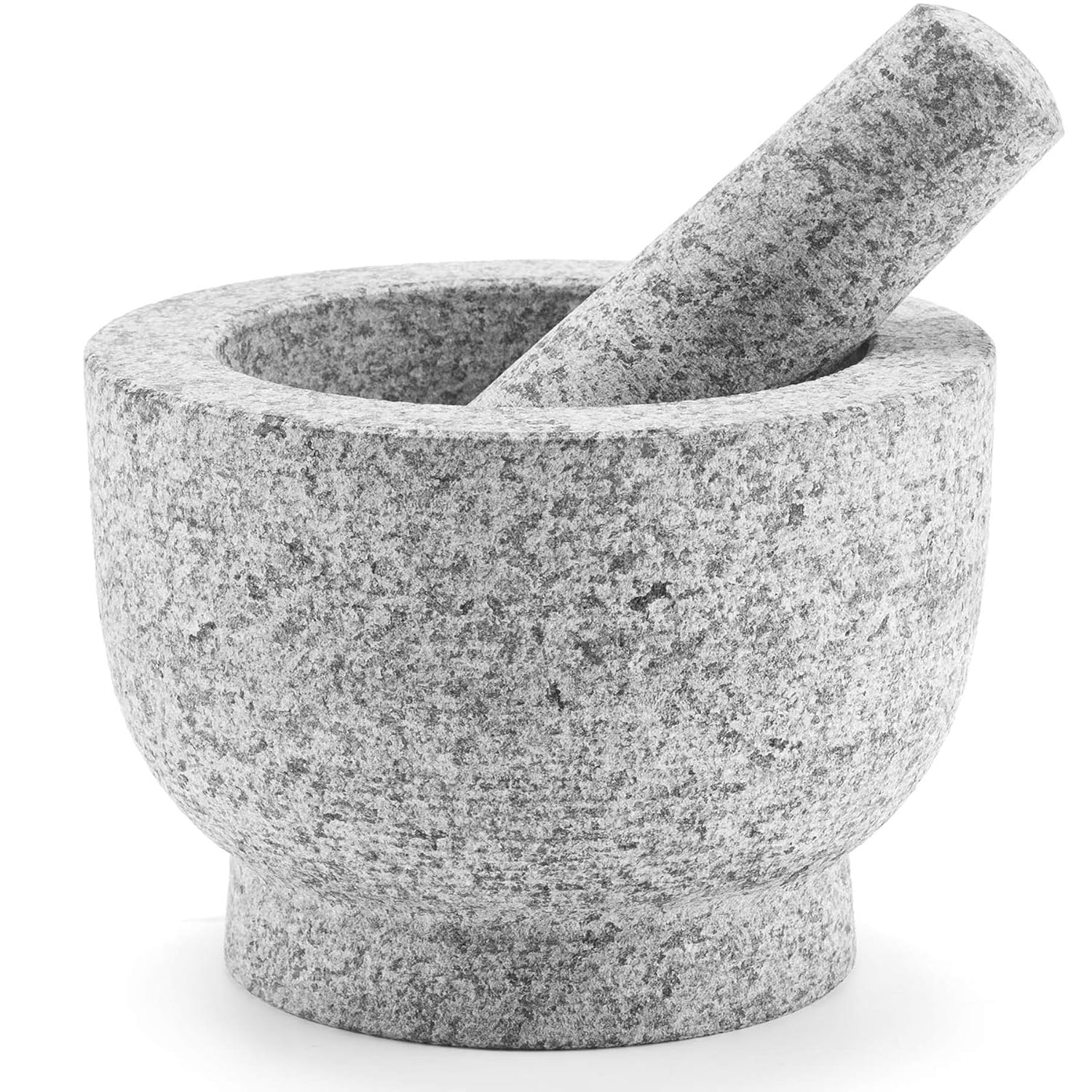 CO-Z Heavy Duty Large Mortar and Pestle Set - 6 Inch - 2 Cup Capacity - Hand Carved from Natural Granite, Unpolished Heavy Granite, Stone Grinder Bowl, Herb Crusher, Grinder for Guacamole Spice Salads