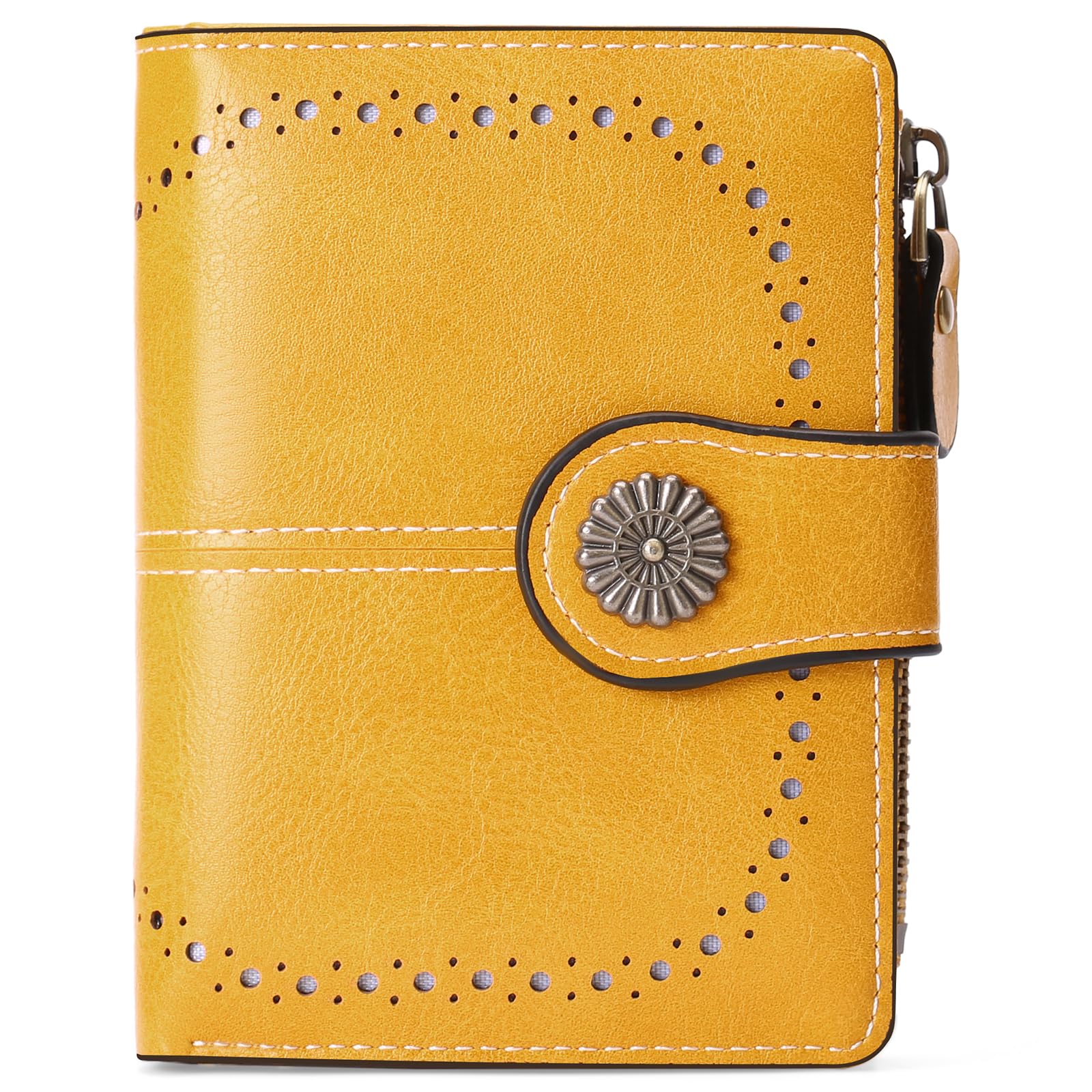 Small Wallet for Women Bifold Credit Card Holder RFID Blocking with Zipper Pocket