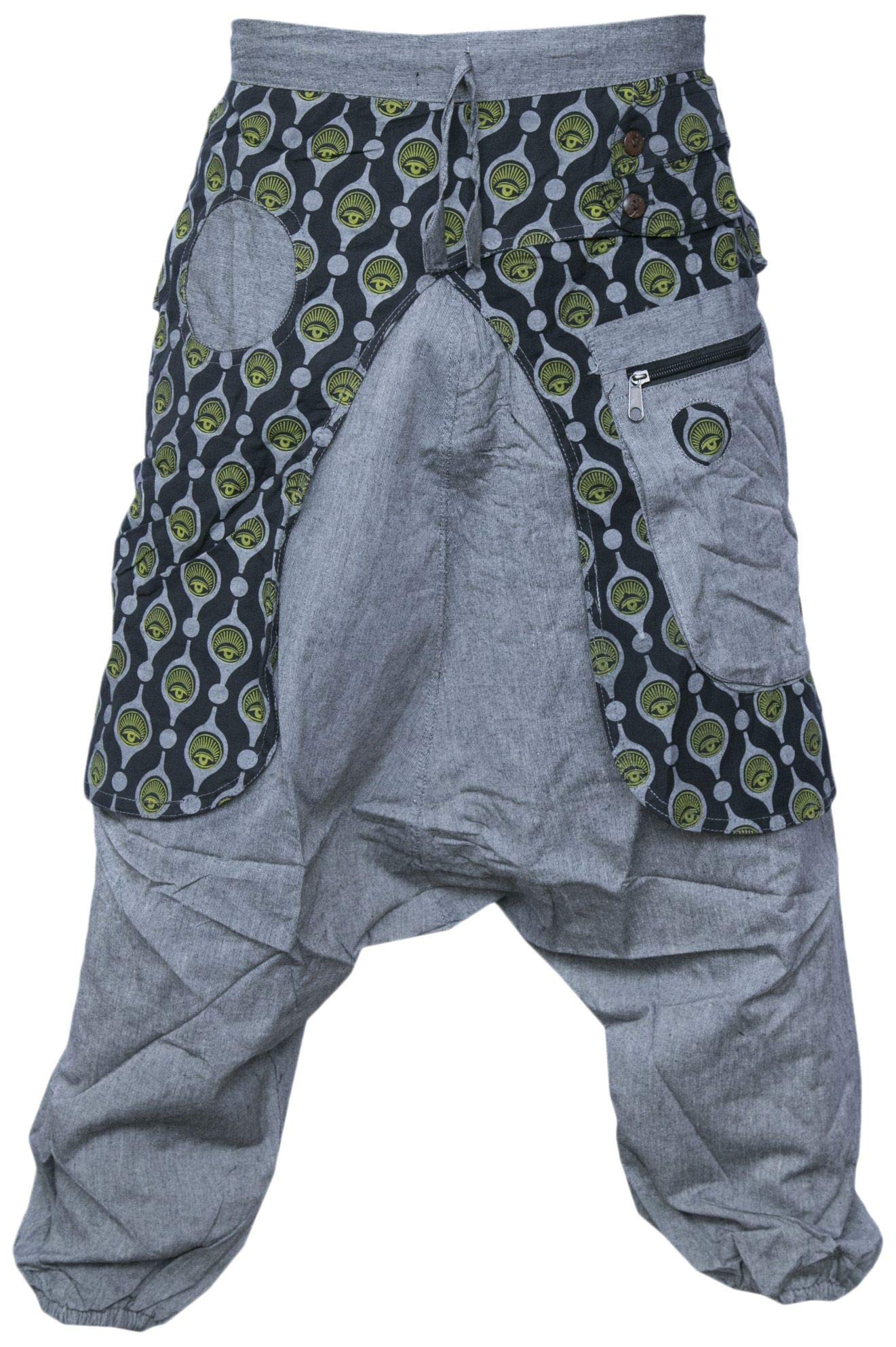 Gheri Aladdin Genie Baggy Drop Crotch Stylish Harem Eye Trousers Light Grey Small