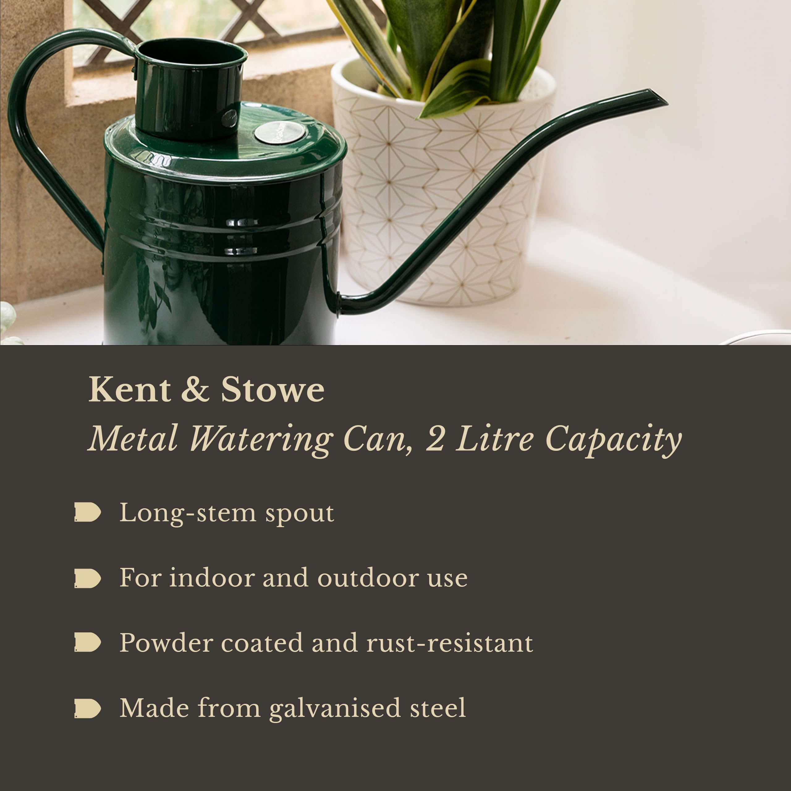 Kent & Stowe 2L Indoor/Outdoor Watering Can in Forrest Green - Image 3