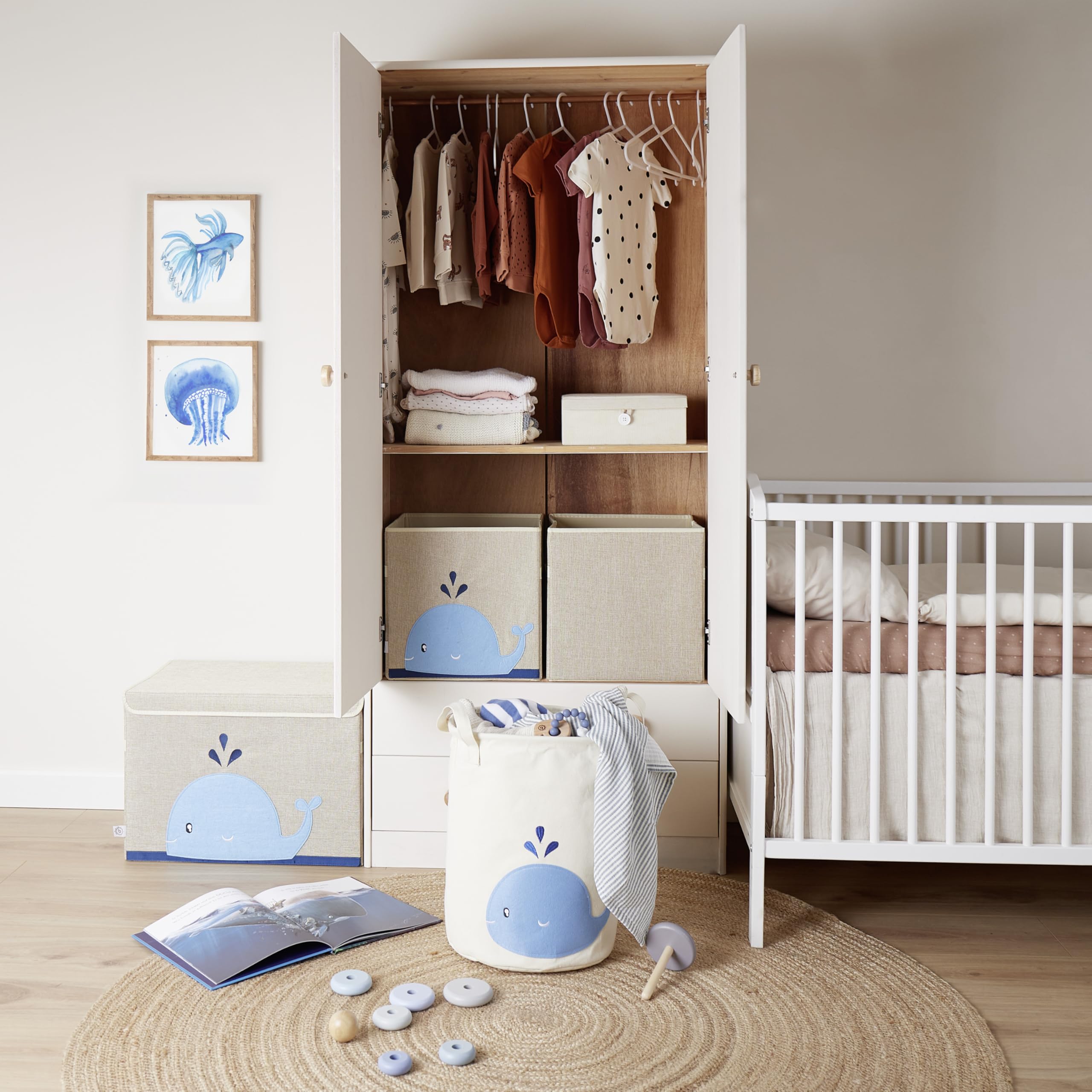 Coffre à Jouets / Panier De Rangement 36L - Motif Chiot Avion - 40x30x30 Cm, Imperméable, Pliable - Pour Chambre Enfant