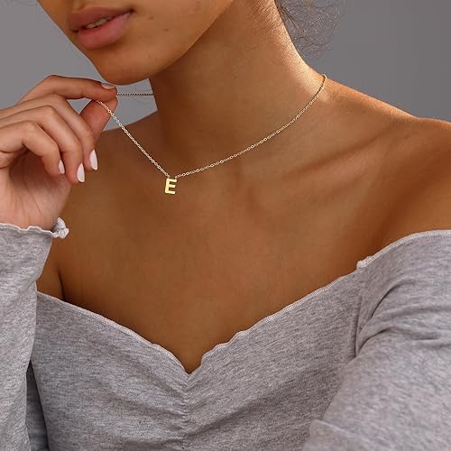 Miniatura 4 de Collares con inicial para mujer, chapado en oro de 14 quilates, delicado collar de letra de oro pequeño, collar con dije de inicial pequeña