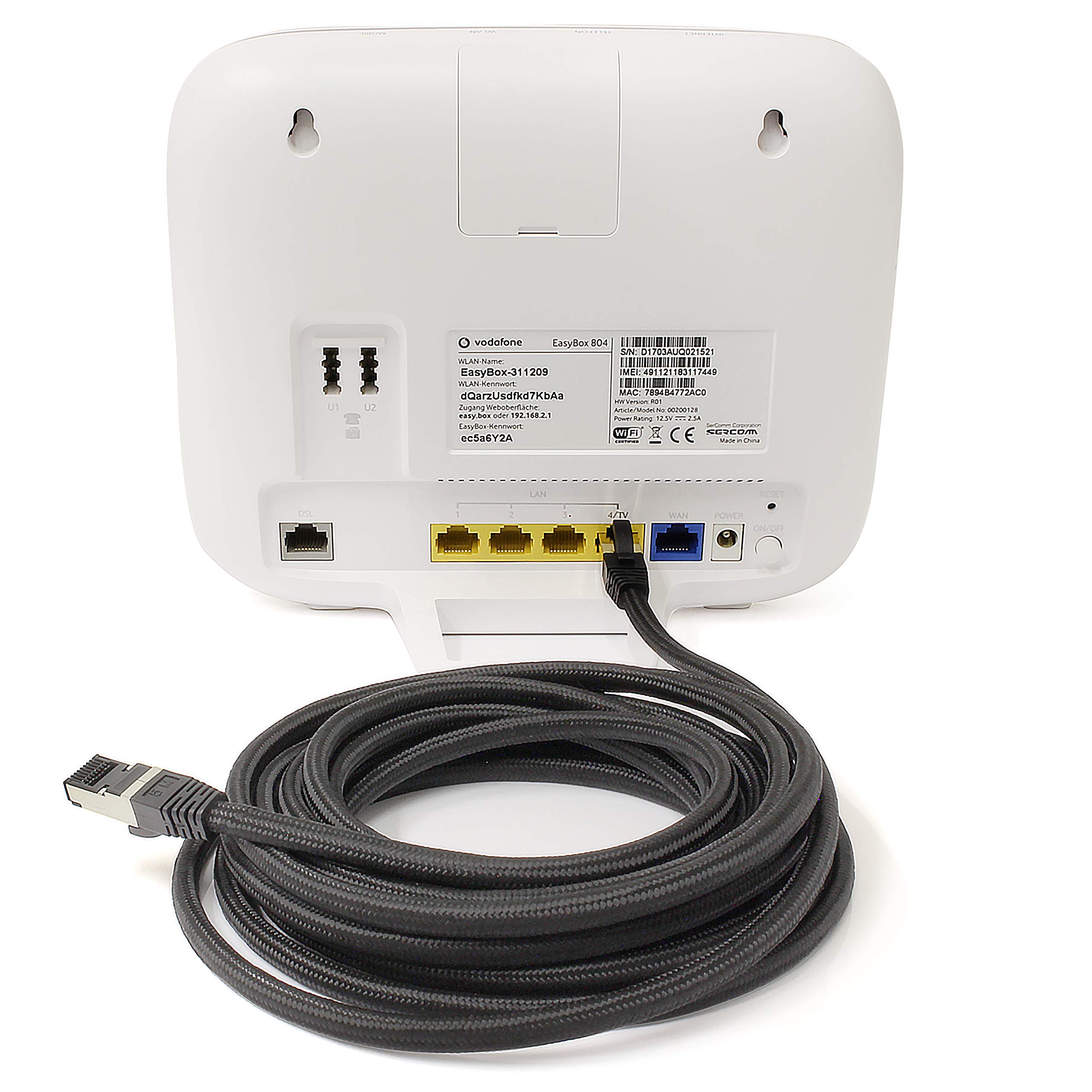 1aTTack.de 368547 Cavo di rete per esterni Cat.6a 40 m - nero - Cavo patch Cat6a (SFTP PIMF) 10 Gb/s con connettore Rj45-1 pezzo x 40 metri nero