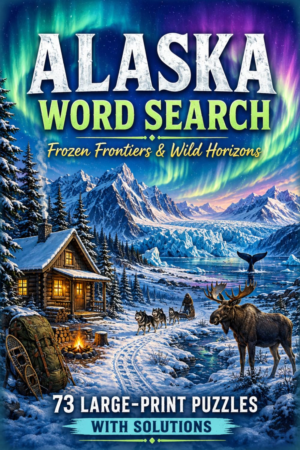 Alaska Word Search Puzzle Book: 73 Large-Print Word Search Puzzles with Solutions Featuring Alaska's Wildlife, Glaciers & Wilderness