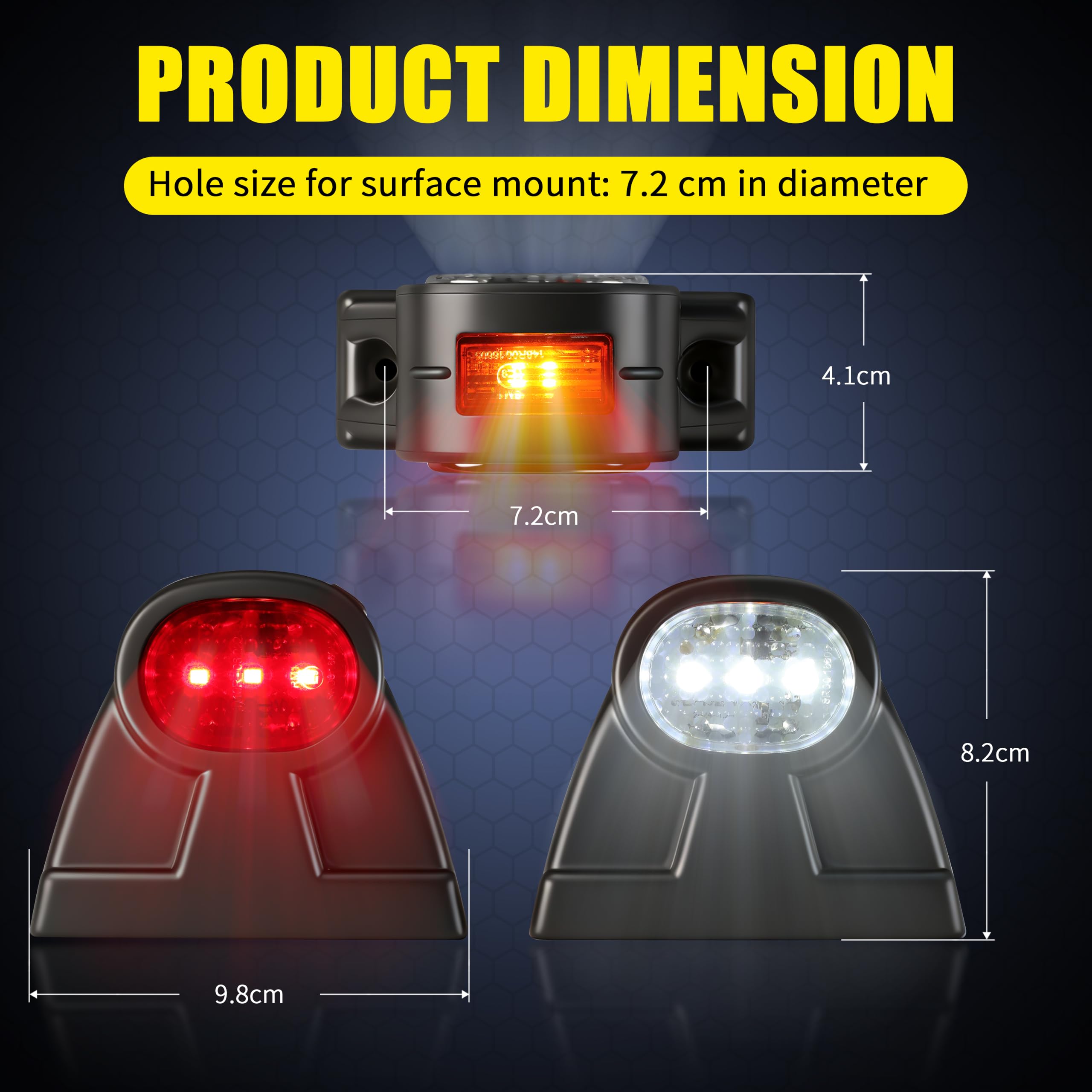 2 luces LED de gálibo 10-30 V, resistentes al agua IP67 con certificado E9, luces de posición laterales para remolques, camiones, caravanas