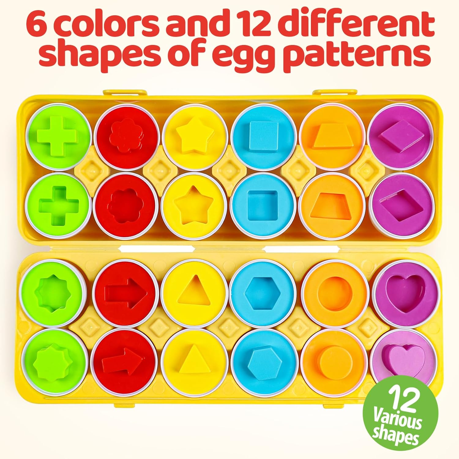 Toddler Eggs Toys,Montessori Geometric Egg Early Fine Motor Skills Learning Color Sorting & Shape Sorter Matching Game Easter Basket Stuffers Toys for Kids Boys Girls Ages 1-3