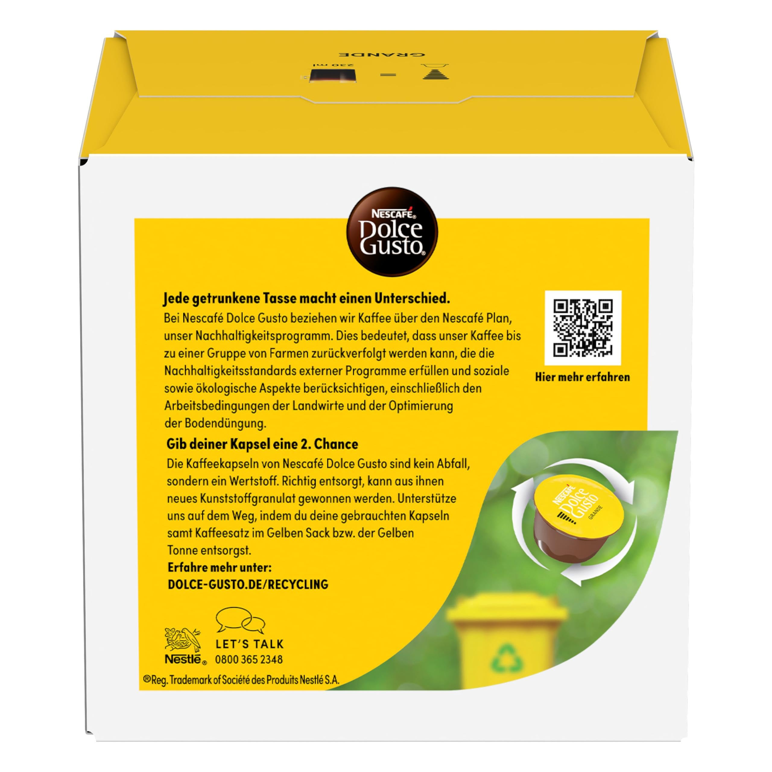 NESCAFÉ DOLCE GUSTO Grande Kaffeekapseln (6 x 16 Kapseln)