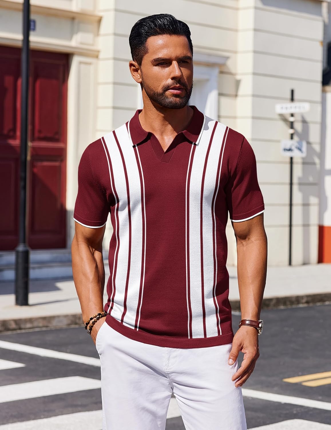 COOFANDY Mens Polo Shirts Short Sleeve Casual Knit Polo Shirt Vintage Golf T Shirts Old Money Tops - Image 2