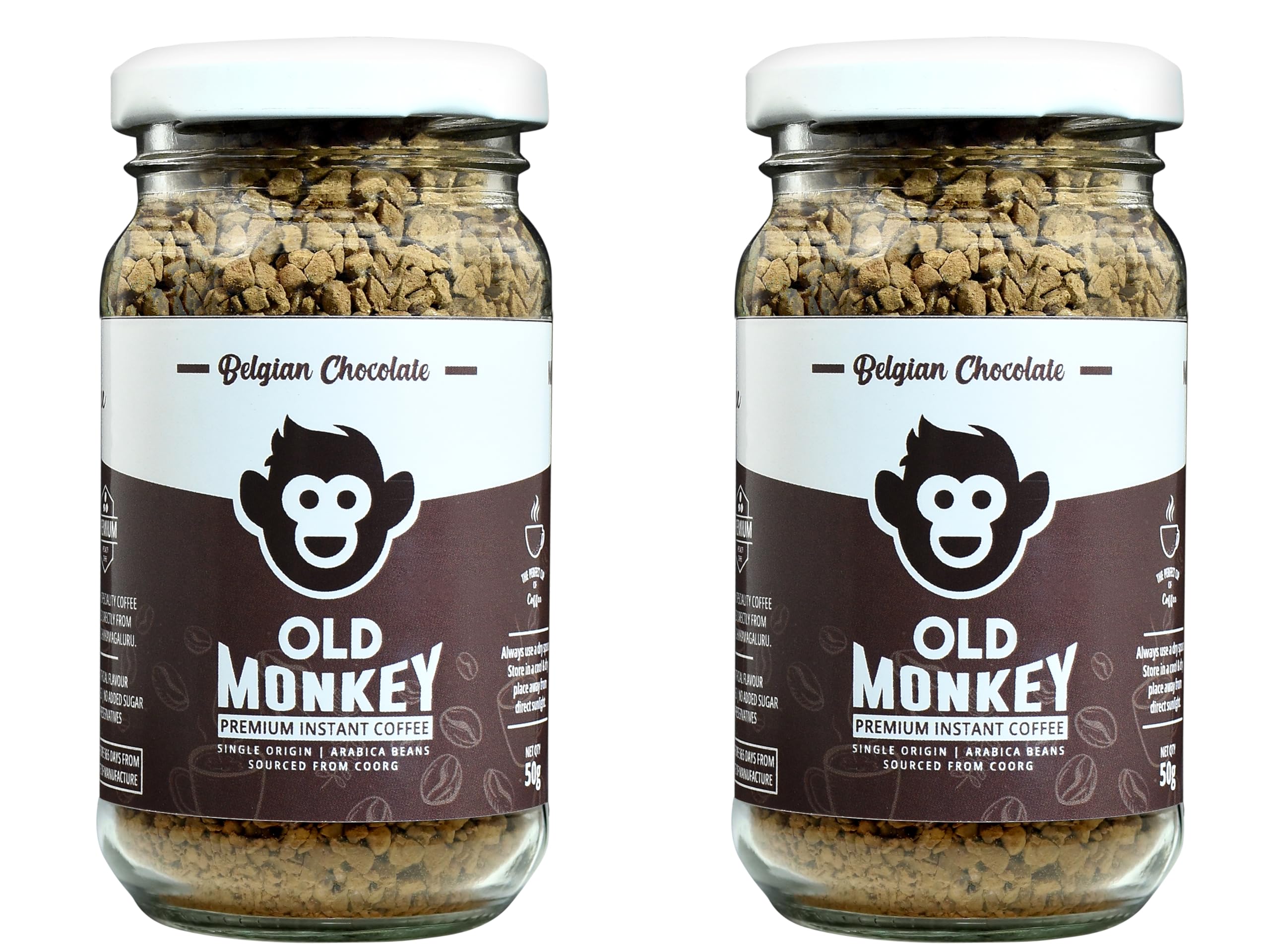 Instant Belgian chocolate Flavoured Coffee, 100 G (50 Gm Each)| Chemical Free | Premium Freeze-Dried Coffee Powder | No Added Sugar | Low Fat | Low Calorie | Premium Arabica Beans Combo