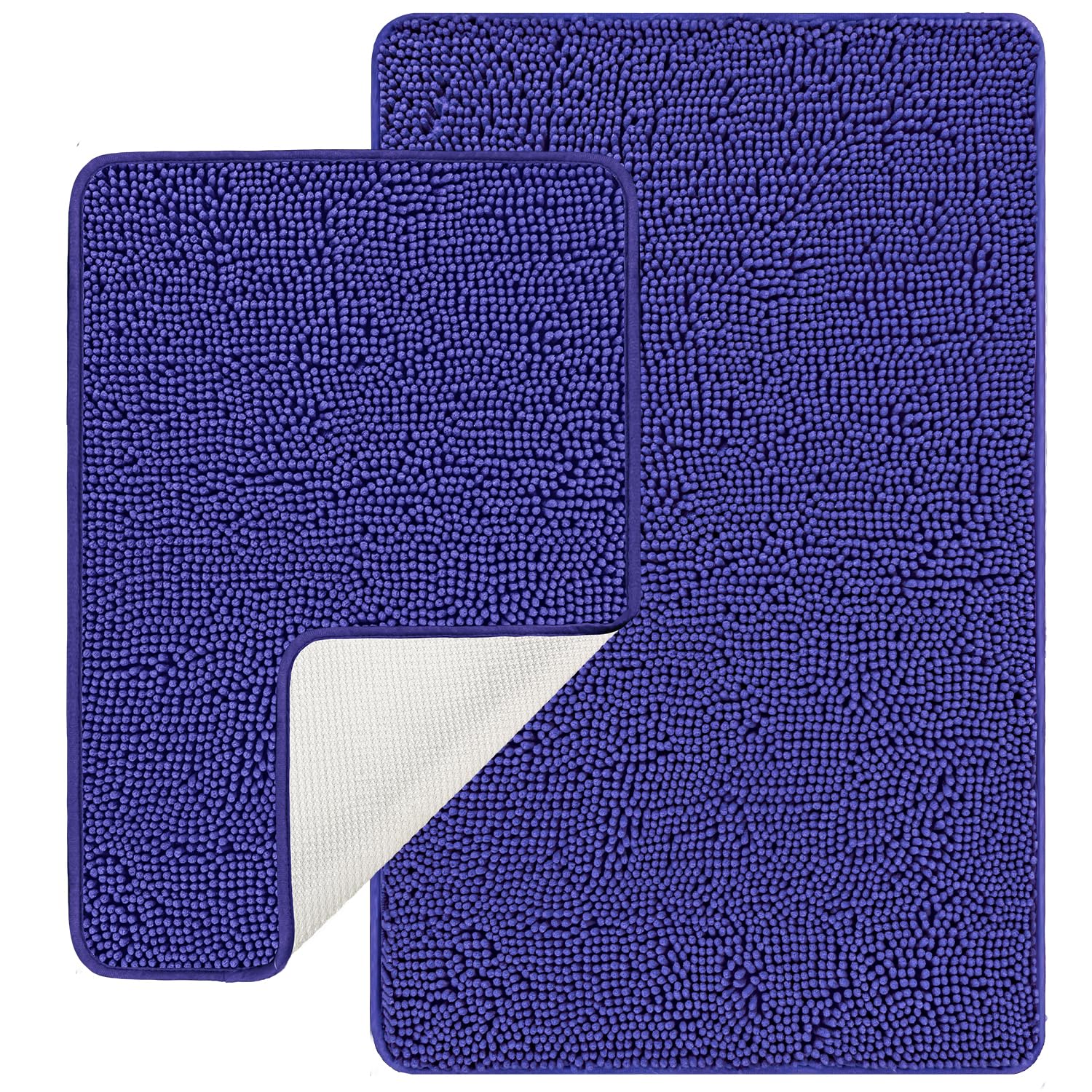 Royal Blue Zestaw dywaników łazienkowych, 2 sztuki, antypoślizgowe maty szenilowe, miękkie i chłonne, można prać w pralce, grube maty podłogowe do prysznica i zlewu, 43 x 61 cm, 50 x 81 cm