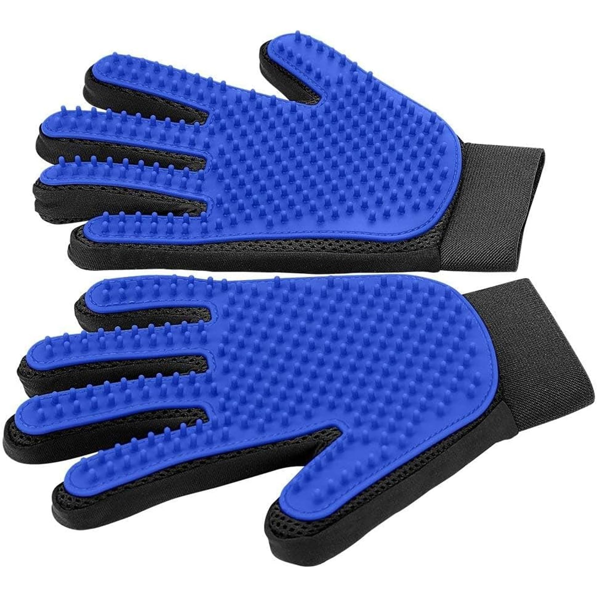 Blue Pet Hair Remover Gloves - 1 Pair, Pet Grooming Gloves | Cat Hair Remover | Gentle Deshedding Brushes for Dogs, Cats &amp; Horses | Dog Washing Gloves