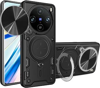 Compatible with Vivo X100 Pro 5G Case Cover,with Slide Camera Lens Cover Compatible with Vivo X100 Pro 5G V2324A V2309 Case Black