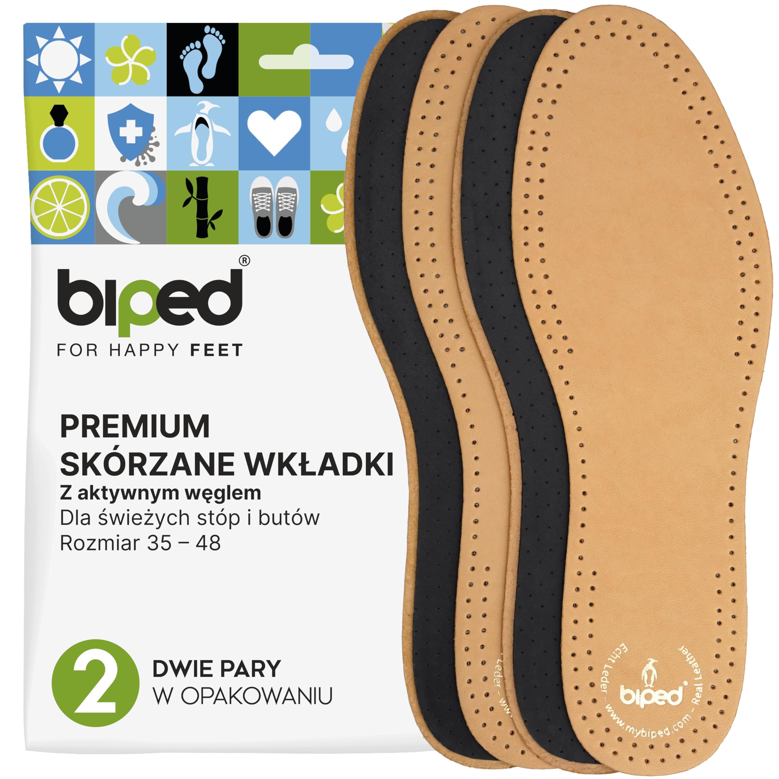 biped 2 pary skórzanych wkładek premium z węglem aktywnym - Oddychające wkładki przeciw poceniu się stóp - Miękkie skórzane wkładki dla kobiet i mężczyzn z2763(39)