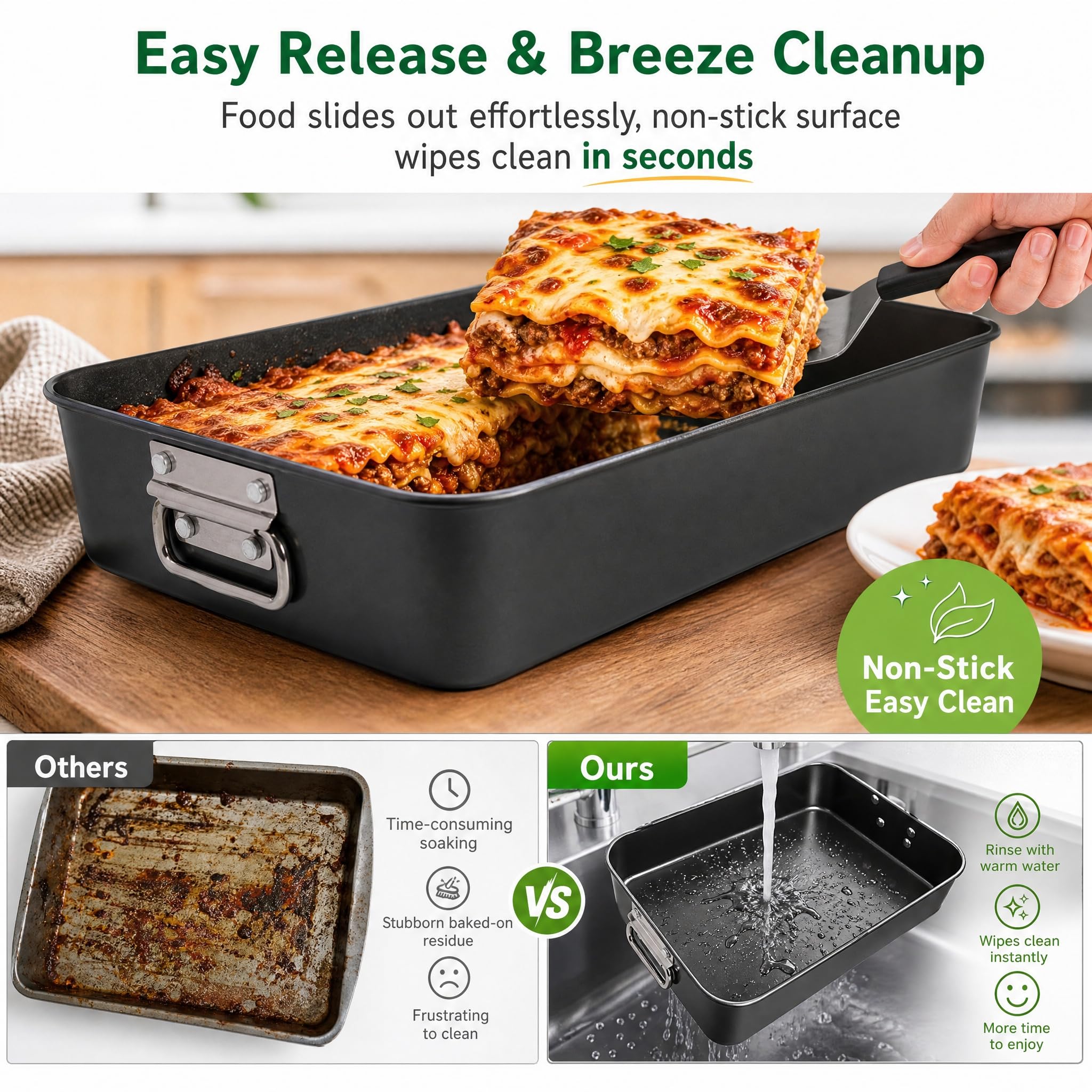 Jucoan Lasagna Pan - Large Baking Dish -5