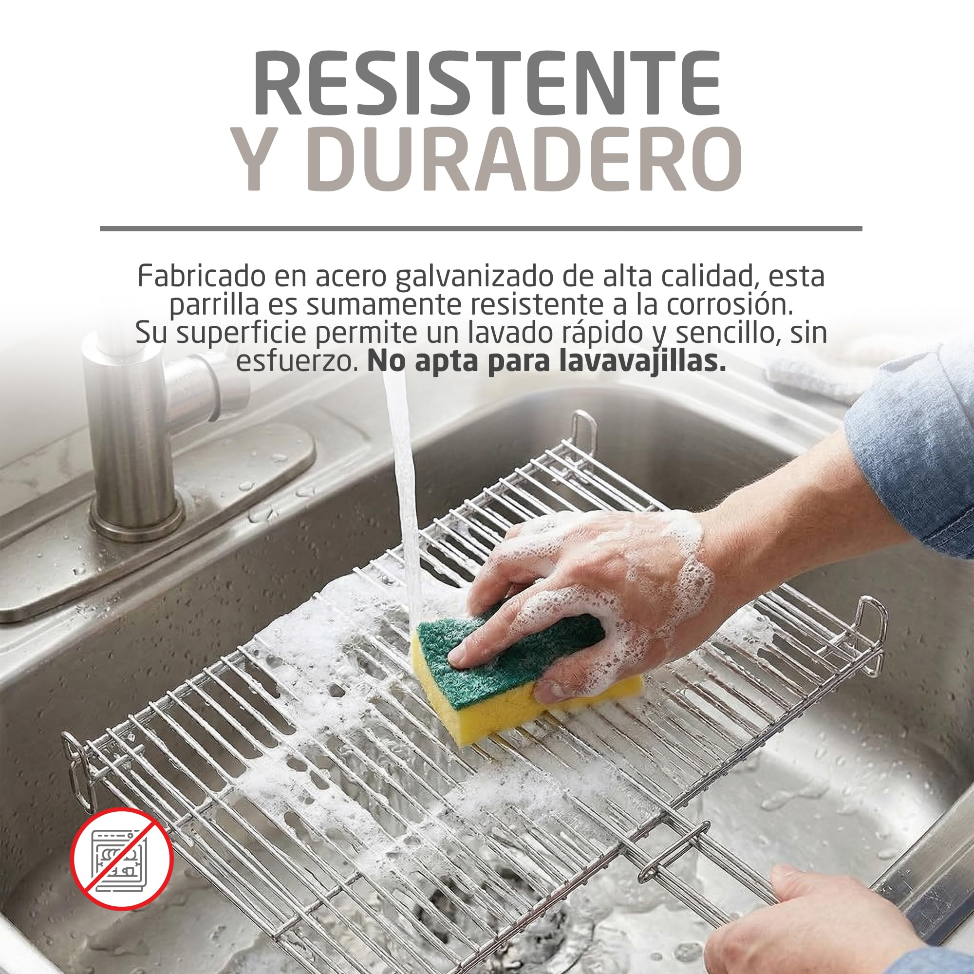 Amig - Parrilla para Barbacoa - 65 x 40 cm - Fabricado en Acero Resistente a la Corrosión - Volteo Uniforme Ideal para Asar Carnes y Verduras - Mod. AM26