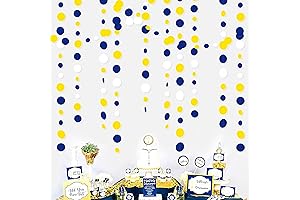 46Ft Navy Blue and Yellow Circle Dots Garland: Decorate Like a Champion