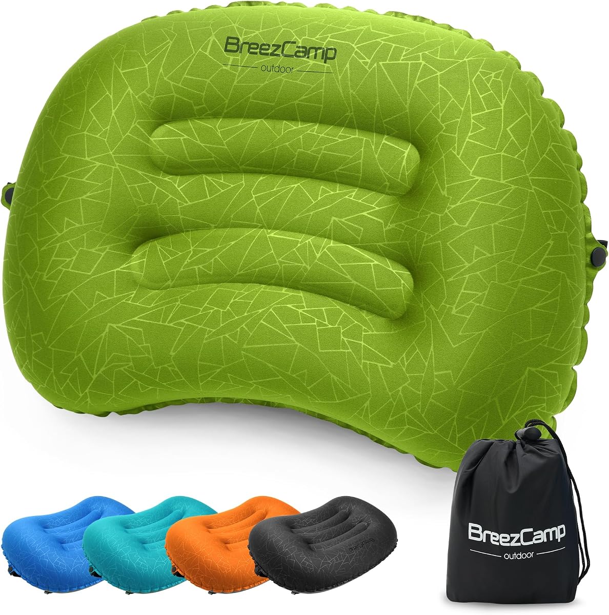 Almohada inflable para acampar, almohada de aire para viajes, soporte lumbar para el cuello, almohada compacta ultraligera para senderismo al aire libre, mochilero, coche, playa, avión, artículos esenciales para dormir, verde