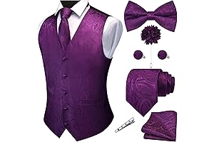 Purple Paisley Vest and Bow Tie Set for Men