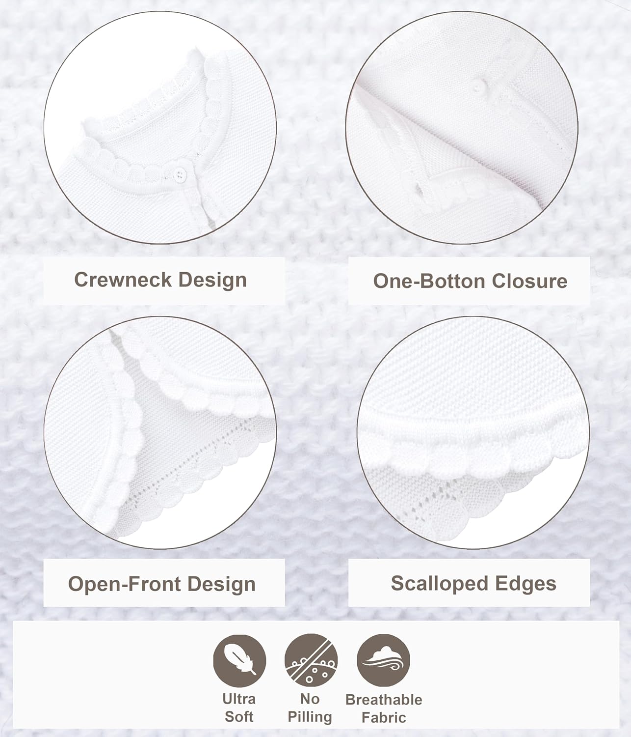 Lilax Baby Girls' Long Sleeve Cardigan Knit Button Closure Bolero Shrug - Image 2