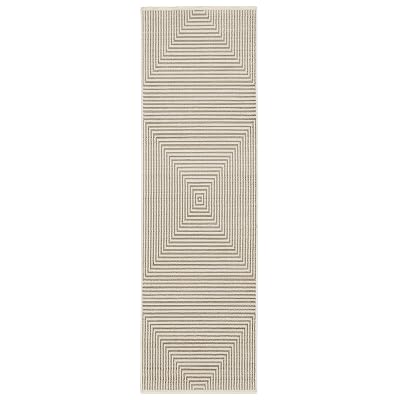Pasargad Home Bauer Collection Fabric Beige/Ivory Stripe Pattern- Living Room, Bedroom, Home Office Area Rug, 2' 3" X 7' 6"