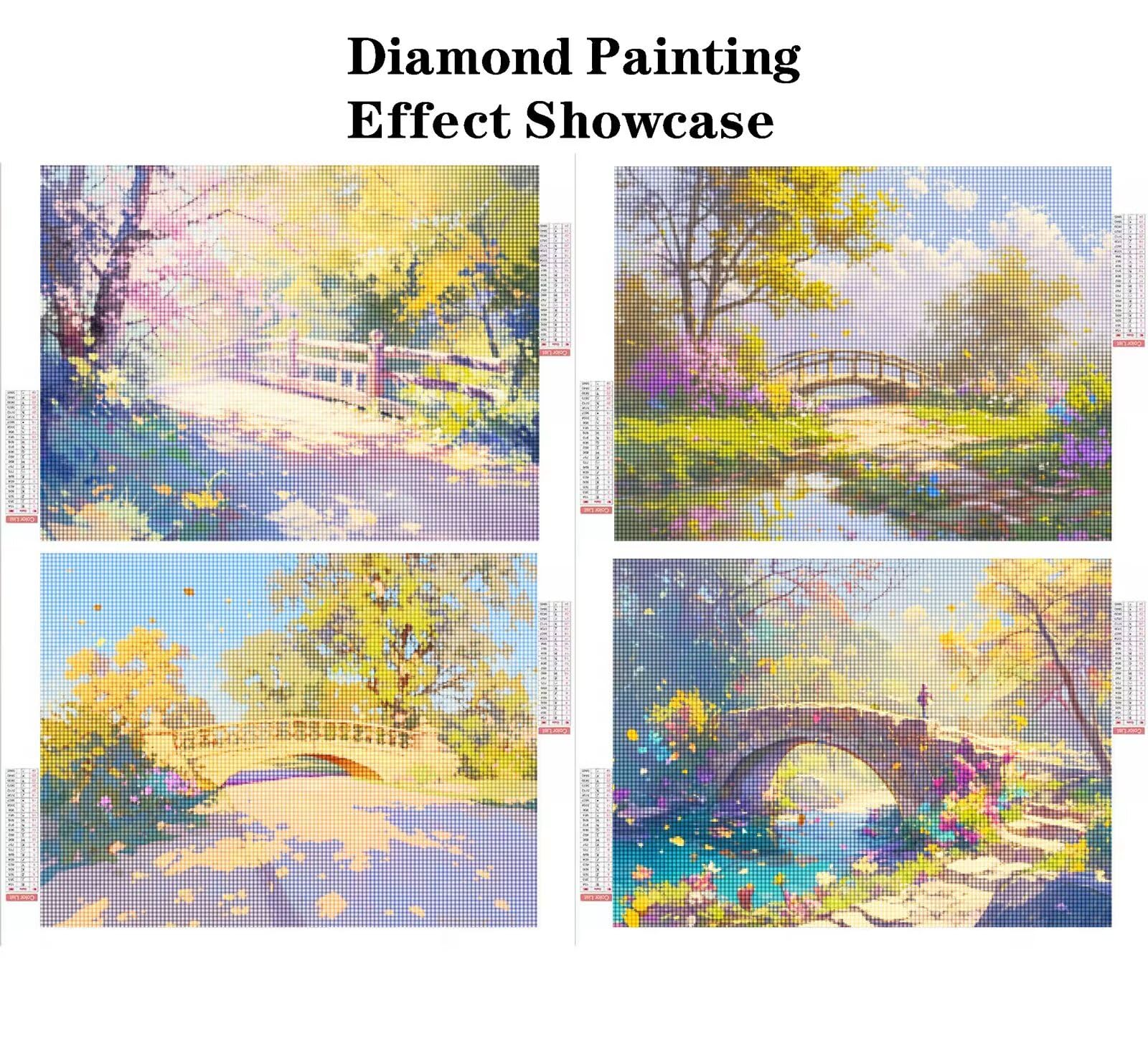 Malarstwo diamentowe krajobraz 60 x 45 cm kwadratowy obraz diamentowy 4 sztuki 2026 nowy zestaw do malowania diamentami 5D z akcesoriami, prezenty świąteczne, dekoracje świąteczne i noworoczne i