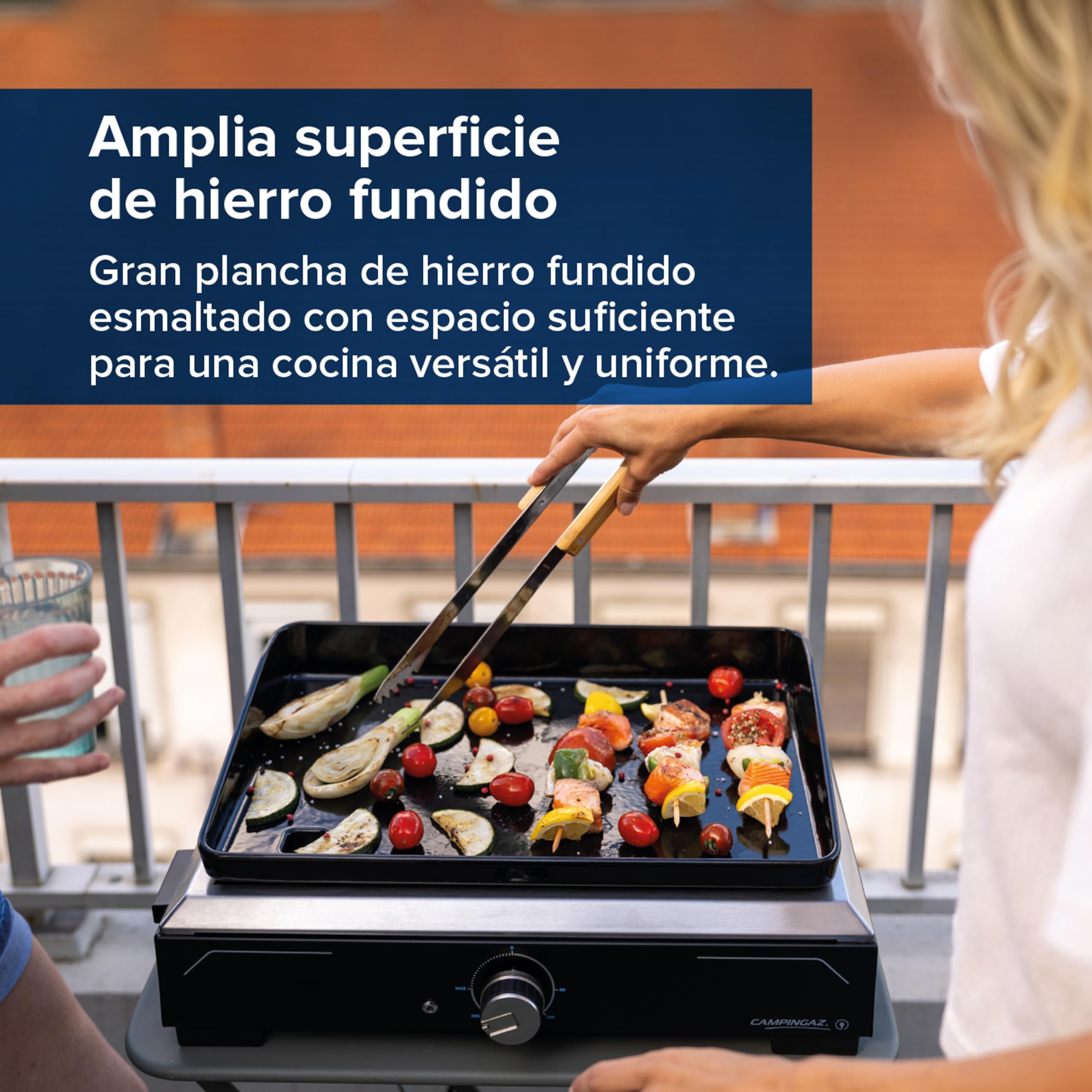 Campingaz Plancha 1 XD Electric | Parrilla Eléctrica Portátil para Interior y Exterior | 2100 W, Negro