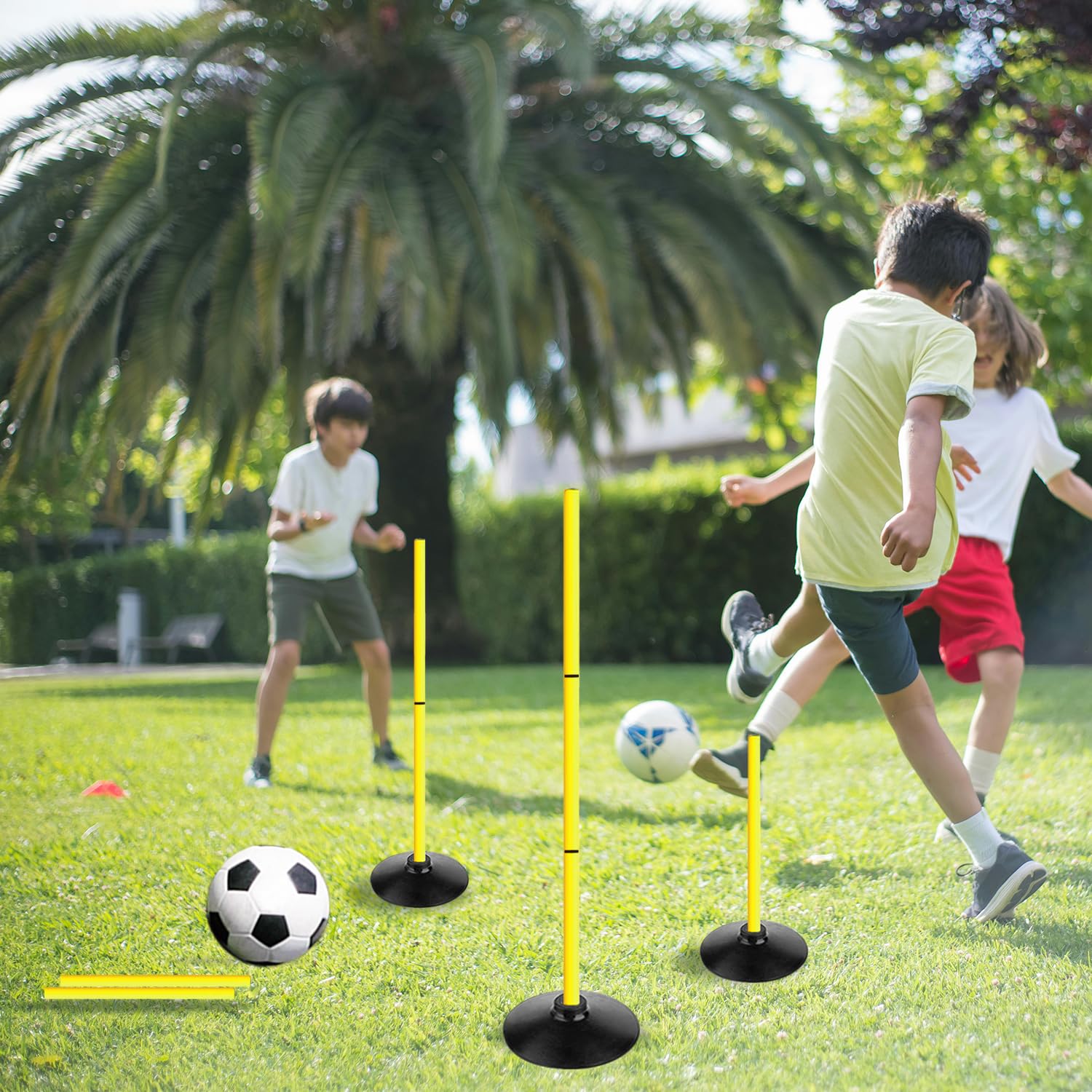 Agility-Stöcke, 122 cm, abnehmbare Geschwindigkeitstrainingstöcke, Fußball, Slalom-Stöcke mit Agility-Leiter und Kegeln