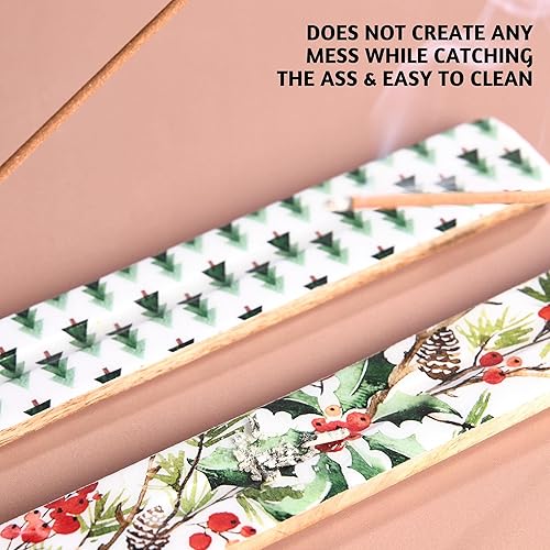 Miniatura 5 de Folkulture Juego de 2 soportes de incienso o quemador de incienso, soporte moderno de 10 pulgadas para palos, atrapa cenizas de madera para