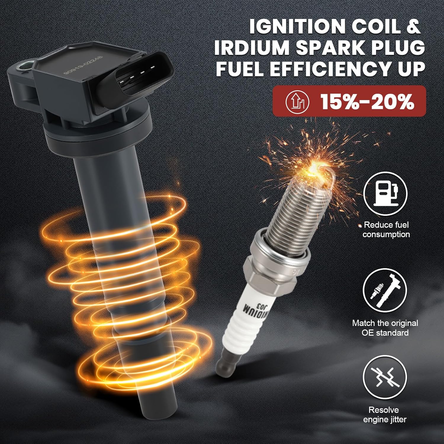 UF495 Ignition Coil Pack and Iridium Spark Plug Set of 6 Compatible with 2005-2015 Toyota Tacoma, 2007-2009 Toyota FJ Cruiser, 2003-2009 Toyota 4Runner, 2005-2011 Toyota Tundra Replaces 4L V6