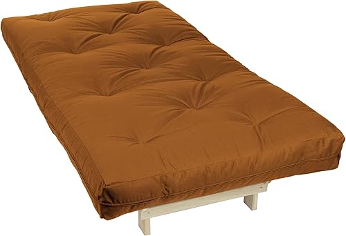 Miniatura 234 de Poly Solid - Colchón de futón completo, 8 pulgadas, color azul polvoriento Negro -,Azul,rosado (Blush Pink),Borgoña,Burnt orange,2-Burnt