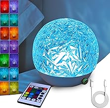 Powatron Ocean Lamp Night Light - USB Rechargeable Lamp for Bedroom with 16 Multicolor Modes, Adjustable Brightness Control Via Remote & Tactile Switch Ideal for Relaxation, Meditation & Study