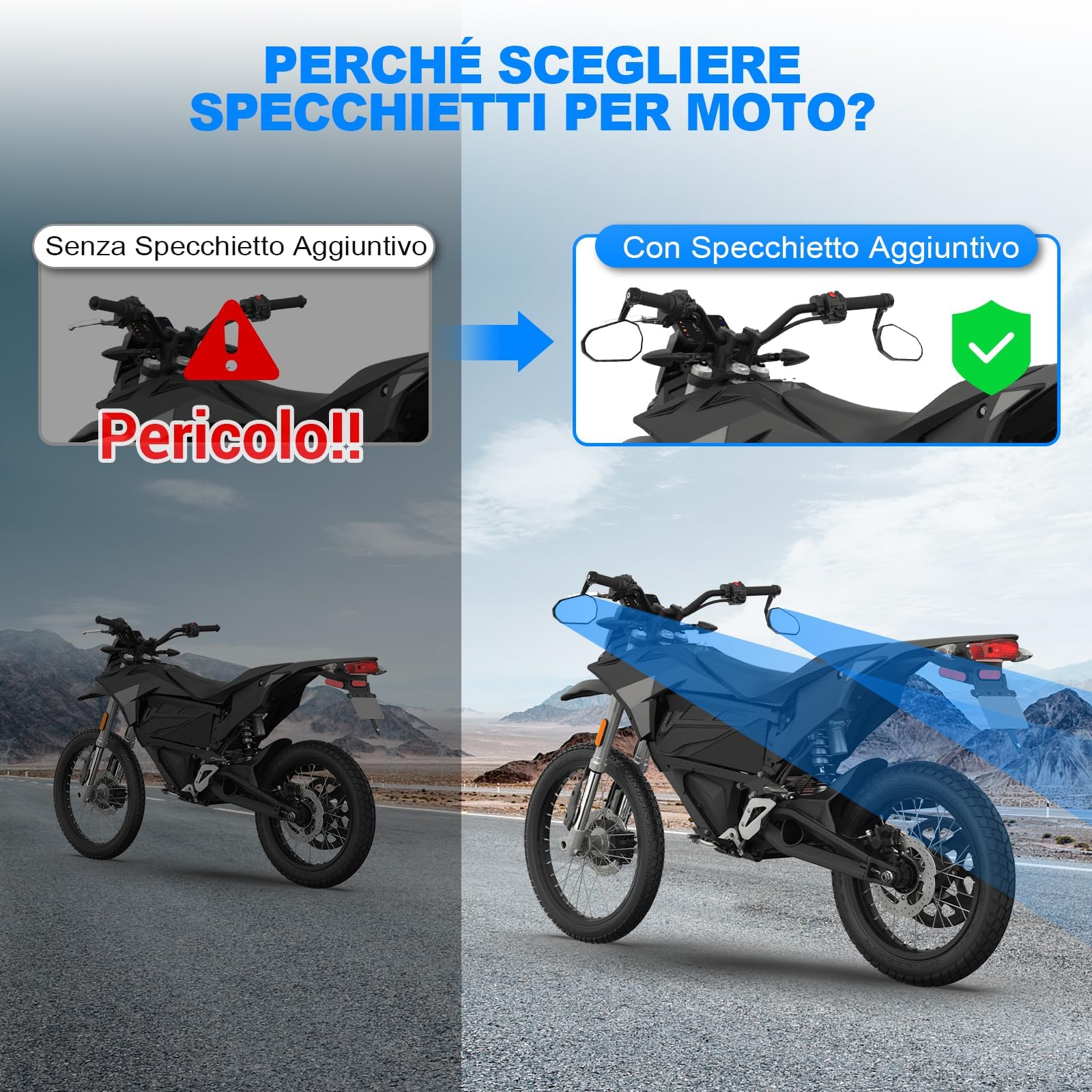 SUPAREE Specchietti Moto Specchietti Moto Manubrio omologati per Motociclo Scooter Cruiser (2 pezzi)