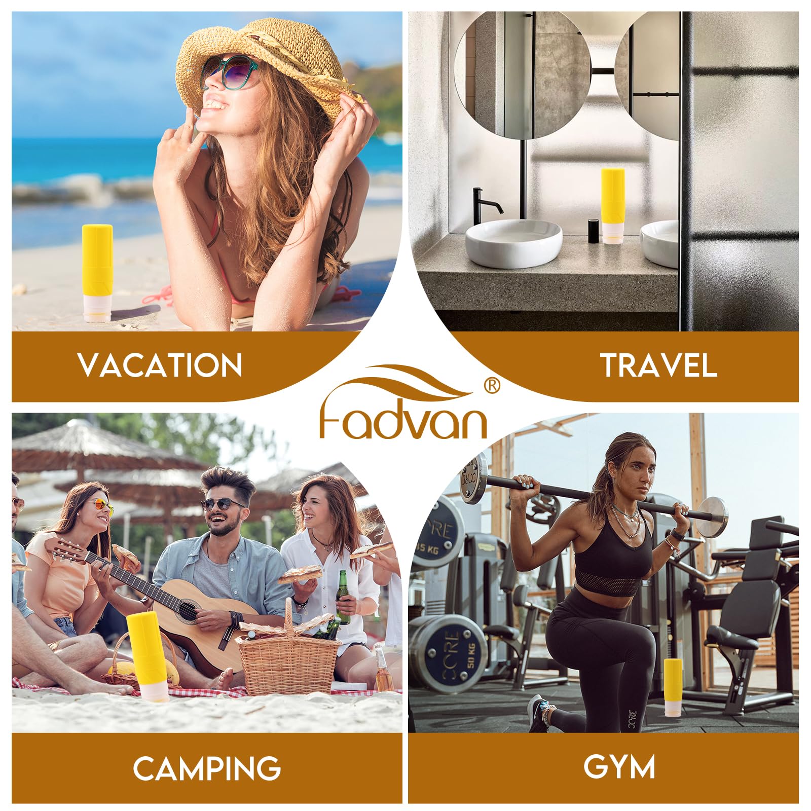 FADVAN Travel Bottles for Toiletries, 3.3oz Tsa Approved Travel Size Containers, BPA Free Leak Proof Toiletry Bottles, Refillable Easy to Squeeze and Clean (Macaron)