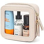 LETGO Clear Makeup Bags Small, Small Clear Makeup Bag for Purse,Mini Clear Makeup Pouch Purse Organizer Fit Carry-on Travel Essentials,Clear Cosmetic Bags for Car Accessories for Women (Mini-Beige)