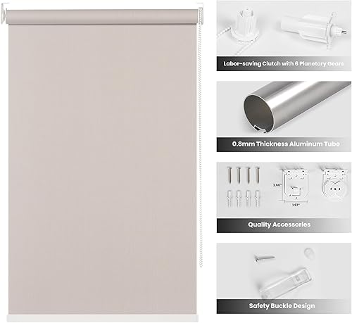 Miniatura 7 de Sulugood Persianas enrollables con filtro de luz para ventanas, persianas enrollables de tela con aislamiento térmico, protección UV, fácil