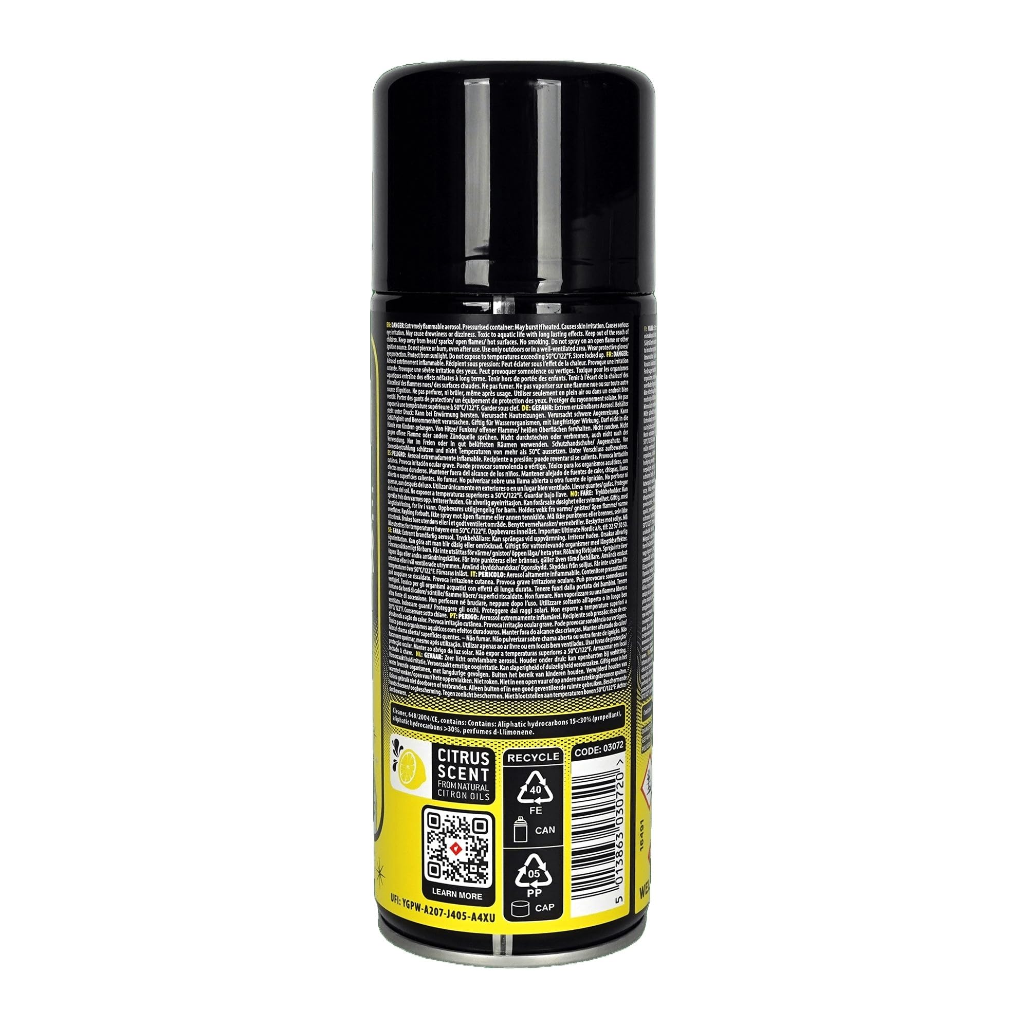 WELDTITE Nettoyant en aérosol pour freins à disque pour vélo, formule non corrosive et à séchage rapide, 400 ml