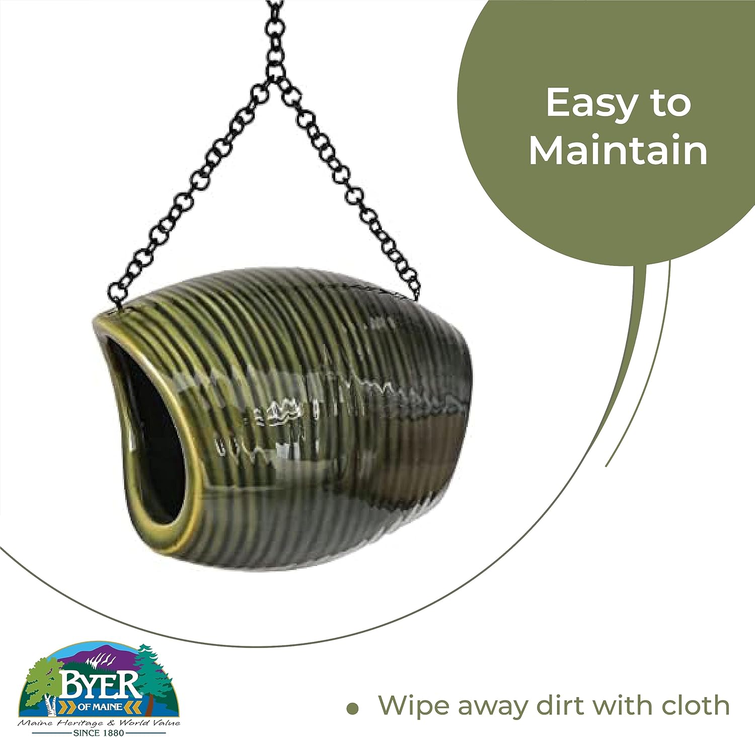 Byer of Maine, Mango Stone Fly-Through Bird Feeder, Ceramic Hanging Birdfeeder, 2lbs