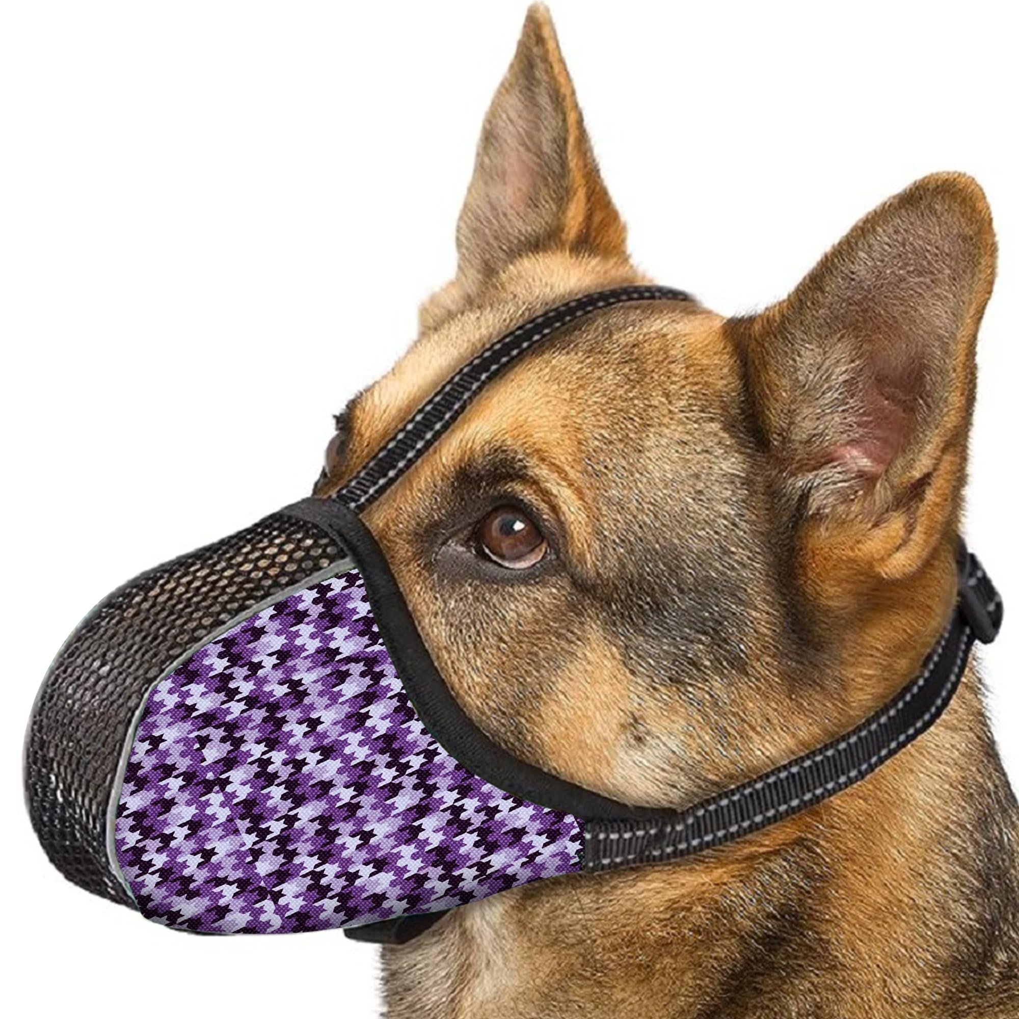 JOYPAWS Dog Muzzle for Extra Large Breed Dogs to Prevent Biting Chewing Barking Soft Air Mesh Muzzles Reflective Ajustable Dog Mouth Guard Cover for Grooming Scavenging Purple XL