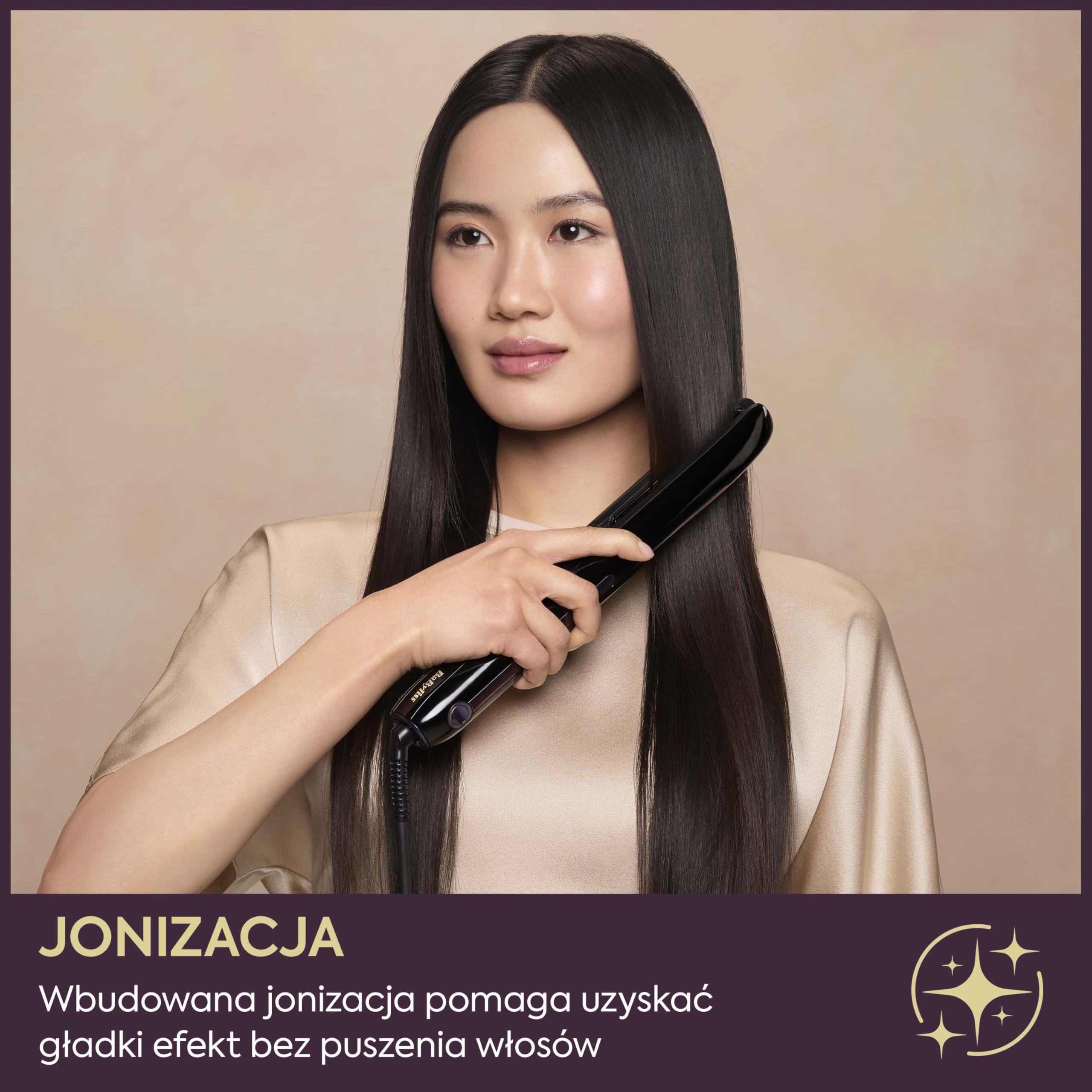 BaByliss Sensor Protect Inteligentna Prostownica do Włosów, Adaptacyjna Kontrola Temperatury, Płytki Tytanowe, Jonizacja Anti‑Frizz, 5 Ustawień (160–200°C), Szybkie Nagrzewanie, ST491E