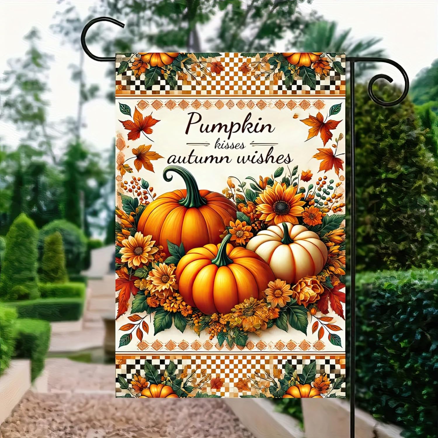 Thanksgiving Garden Flag Autumn Pumpkin12x18 Inch Double Sided Fall Harvest Flag with Sunflower Pumpkin Seasonal Outdoor Yard Banner Welcome Flag for Porch Lawn Farmhouse Decor - Image 2