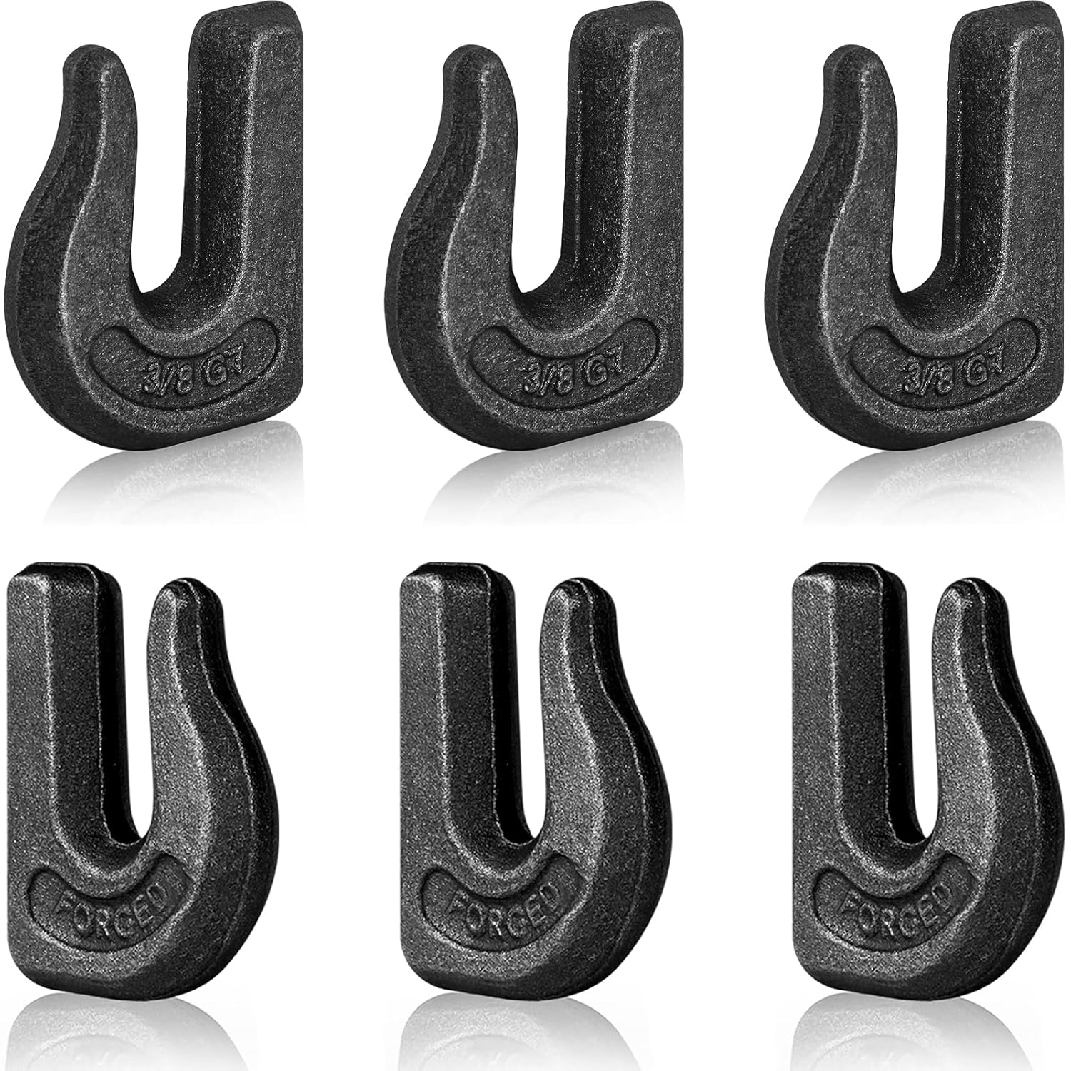 6Pcs Weld-On Chain Hook, 3/8 Inch Grade 70 Clevis Grab Hooks for Tractor Bucket, Heavy Duty Grab Hook Weldable for Chain Pulling and Lifting, Forged Steel Weld Hooks for Rigging/Forklift Trailer