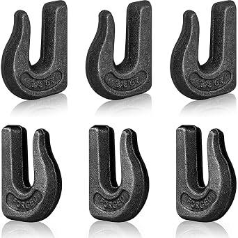 6Pcs Weld-On Chain Hook, 3/8 Inch Grade 70 Clevis Grab Hooks for Tractor Bucket, Heavy Duty Grab Hook Weldable for Chain Pulling and Lifting, Forged Steel Weld Hooks for Rigging/Forklift Trailer