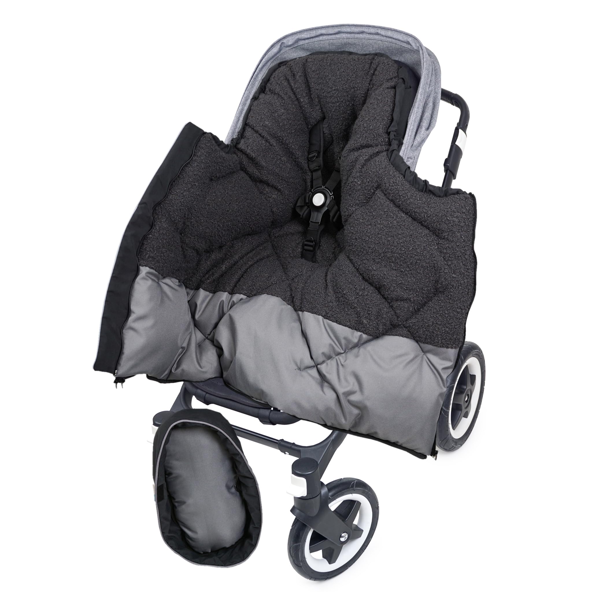 JENS Winter-Fußsack, 100cm | Universal für Kinderwagen & Buggy, Fußteil komplett abnehmbar, Mumienform, atmungsaktiv