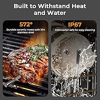 Vista 5 de BlueSwan Termómetro digital inalámbrico inteligente Bluetooth para carne de 820 pies, termómetro de alimentos con aplicación para parrilla
